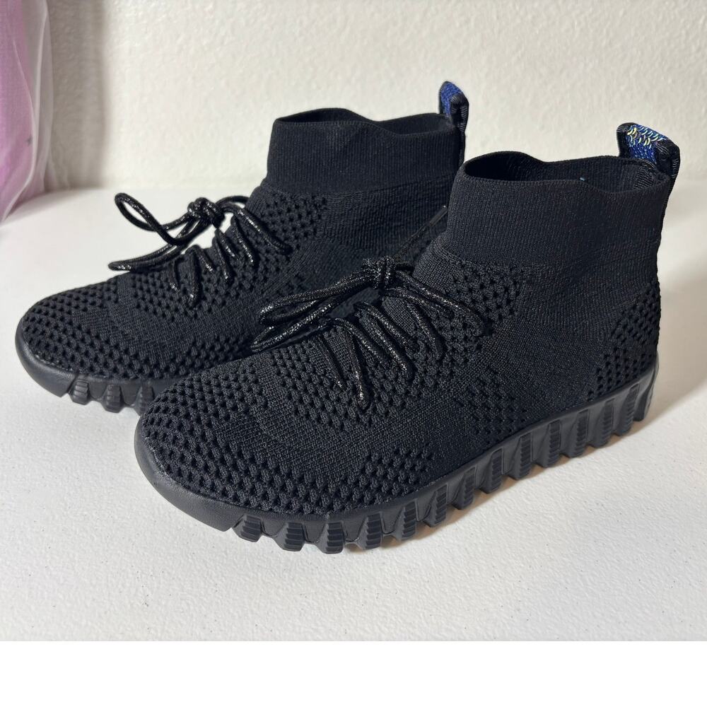Bernie Mev NEW Size 5 (EU 36) Akaya Sneaker-Booties Black Sequin Back Lace-Up